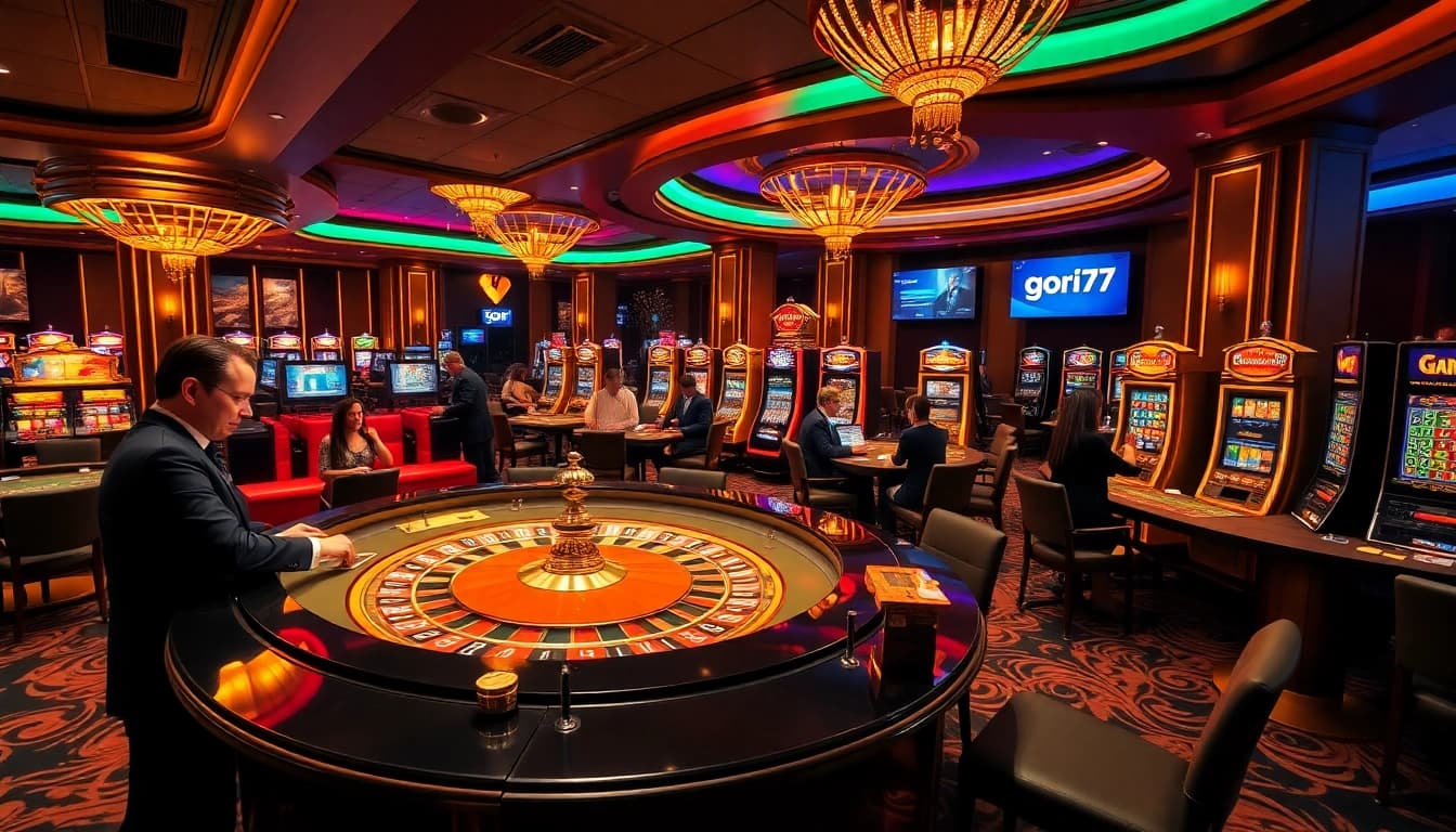 Players engaging in exciting casino games at Gori77's vibrant gambling scene.