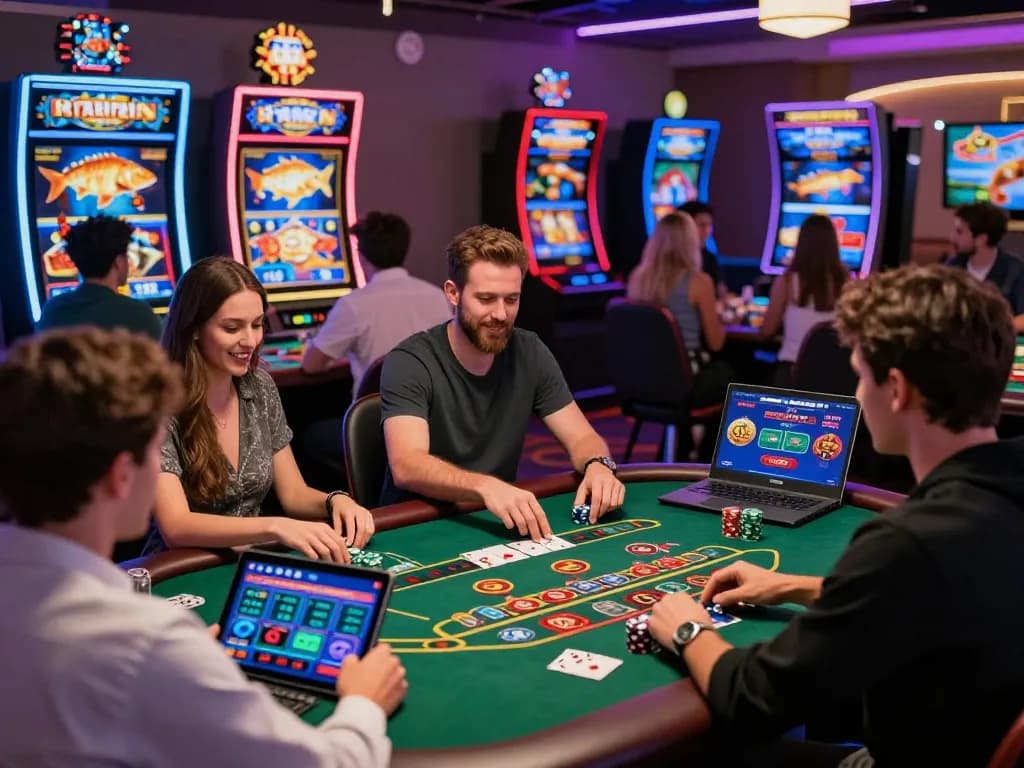 Engaging online gaming experience at 32win with diverse players enjoying baccarat and roulette.
