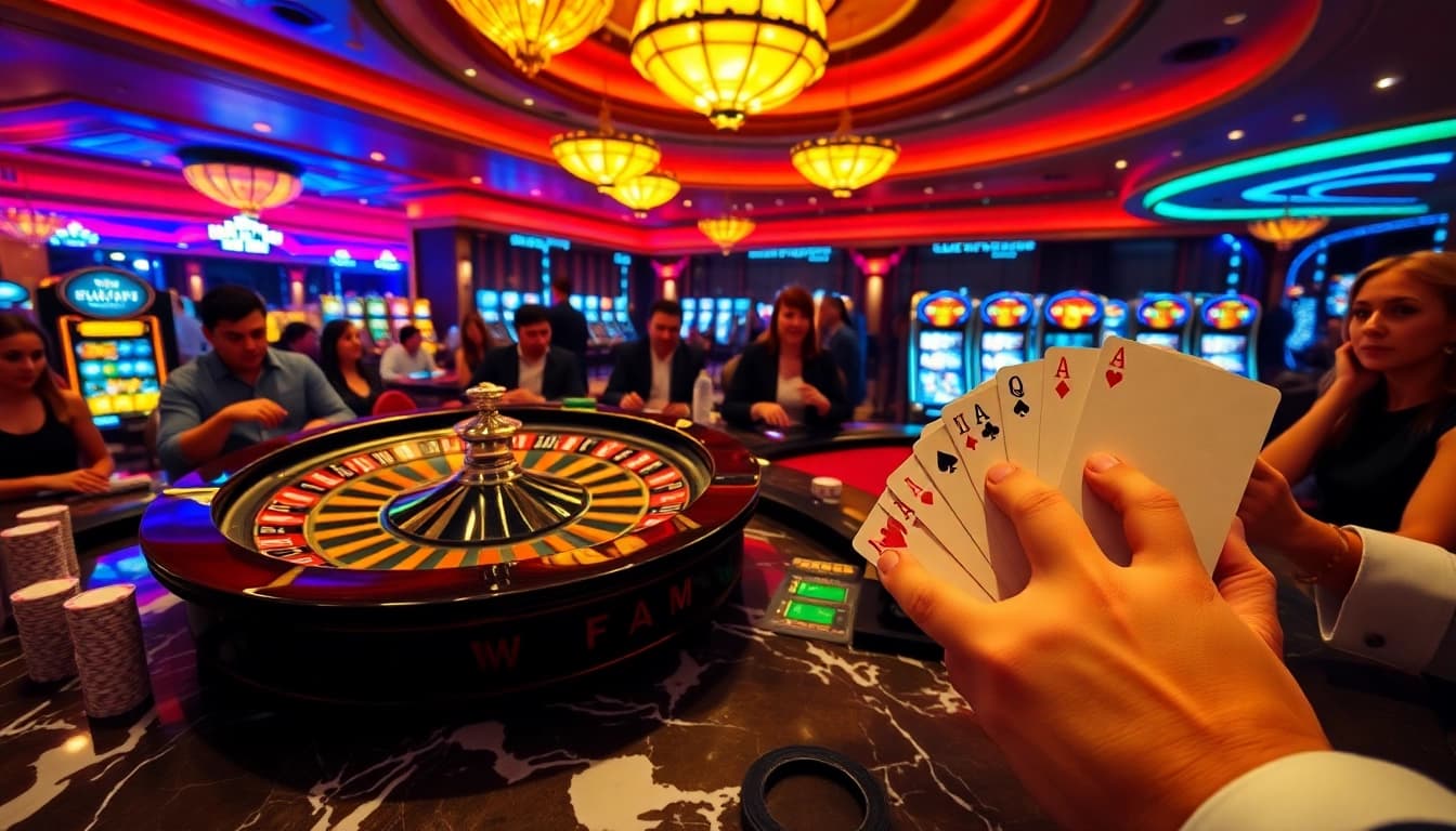 Generate excitement at https://luck882.co.com/ with dynamic casino gameplay showing players betting.