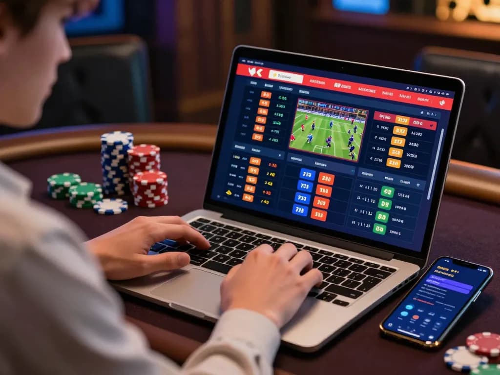 Engaging online gambling experience with 1gom betting platform display.