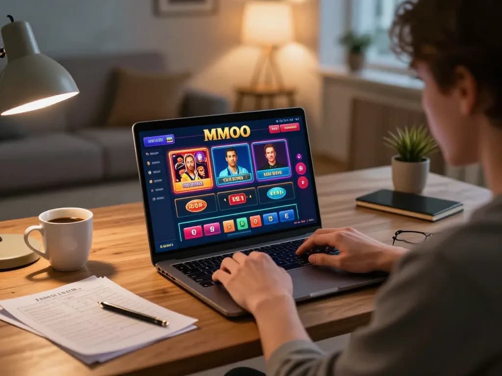 Player enjoying an online gaming session at MMOO, showcasing poker and betting strategies.