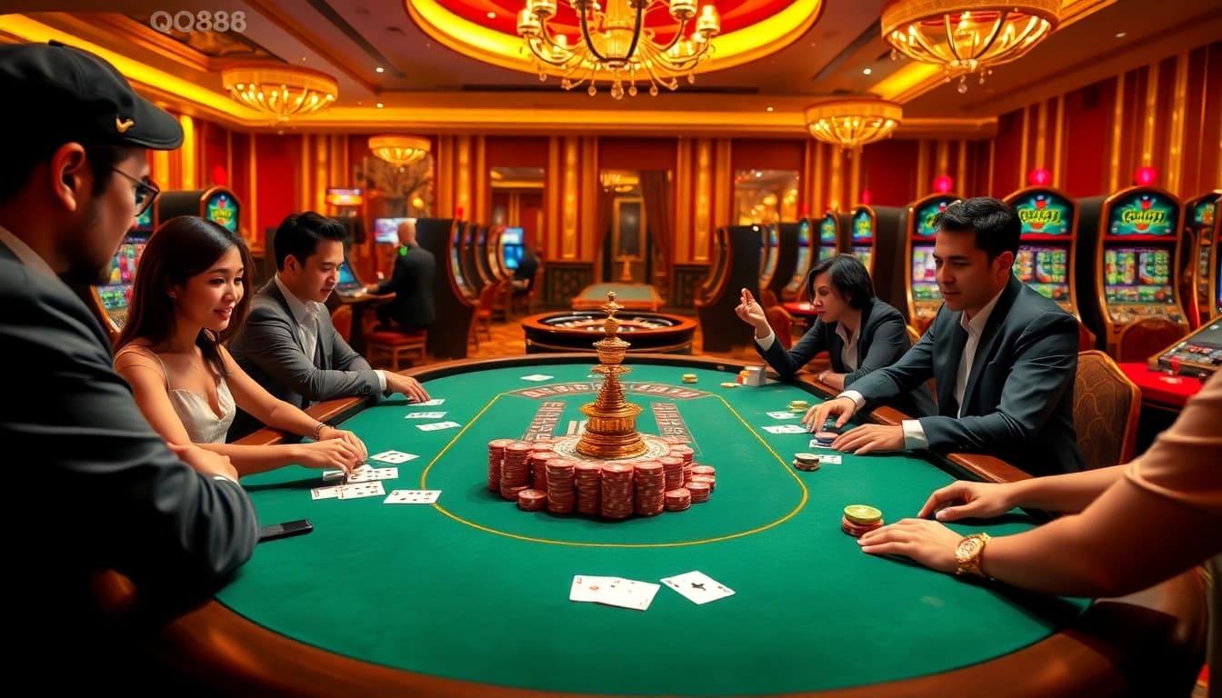 Experience exciting gameplay at qq88 com with premium poker tables and vibrant casino elements.