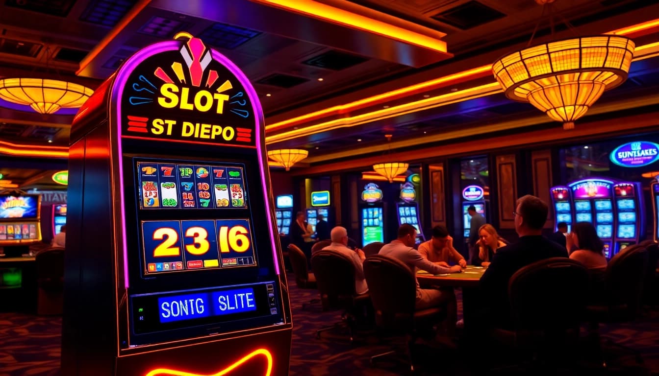 Exciting slot depo 25 bonus 26 scene showcasing a vibrant slot machine in a luxurious casino.
