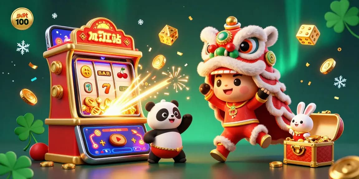 Spin to win with slot bet 100 in a dynamic casino scene featuring animated characters and vibrant elements.