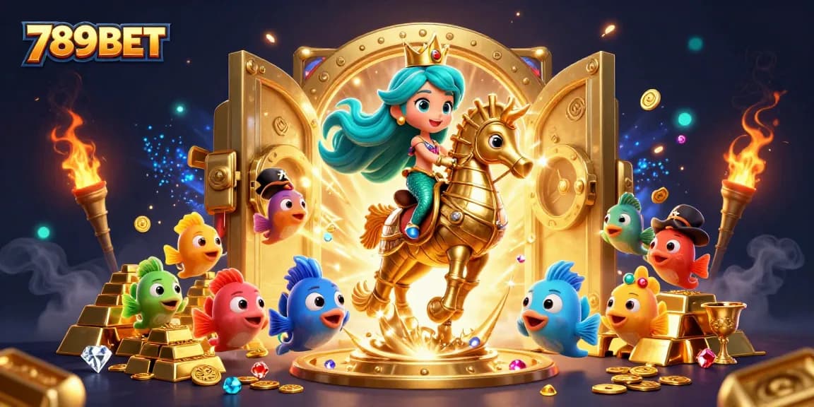 Experience excitement with 789BET's vibrant mermaid scene filled with treasure and dynamic casino elements.