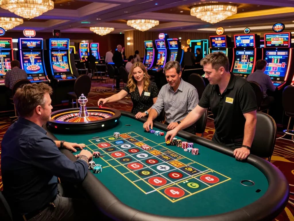 Players at the red88 roulette table engaged in a thrilling game with vibrant atmosphere