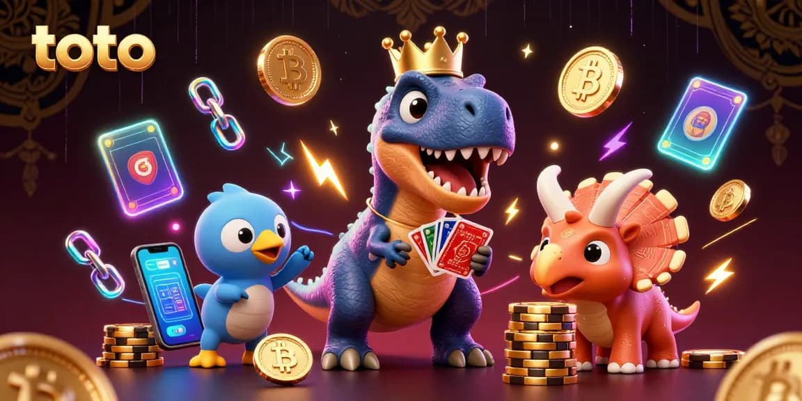 Play card games with friendly dinosaurs in a vibrant casino scene featuring toto.