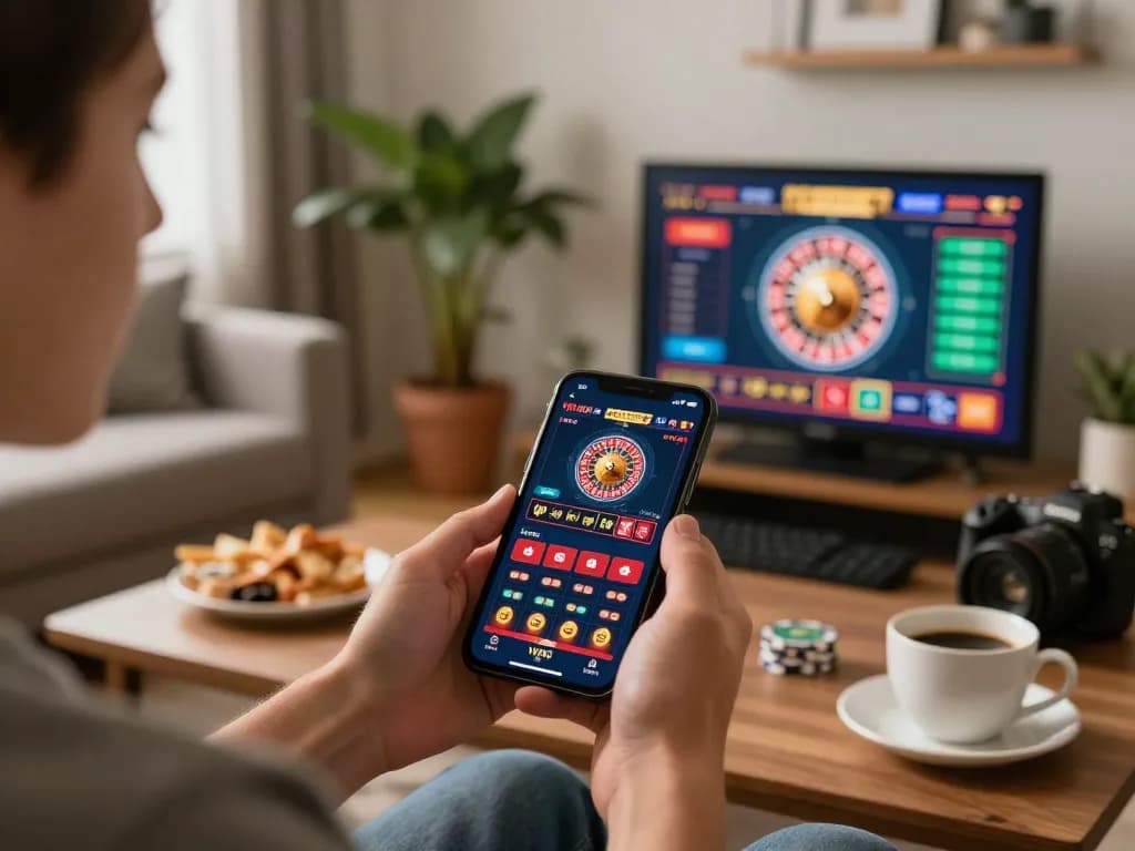 Person engaging with the VN88 app for an immersive online gambling experience.