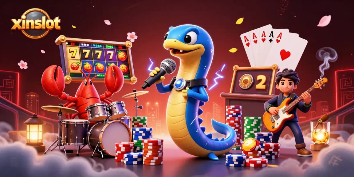 xinslot showcases a vibrant underwater casino scene featuring dynamic characters in a rich digital illustration.