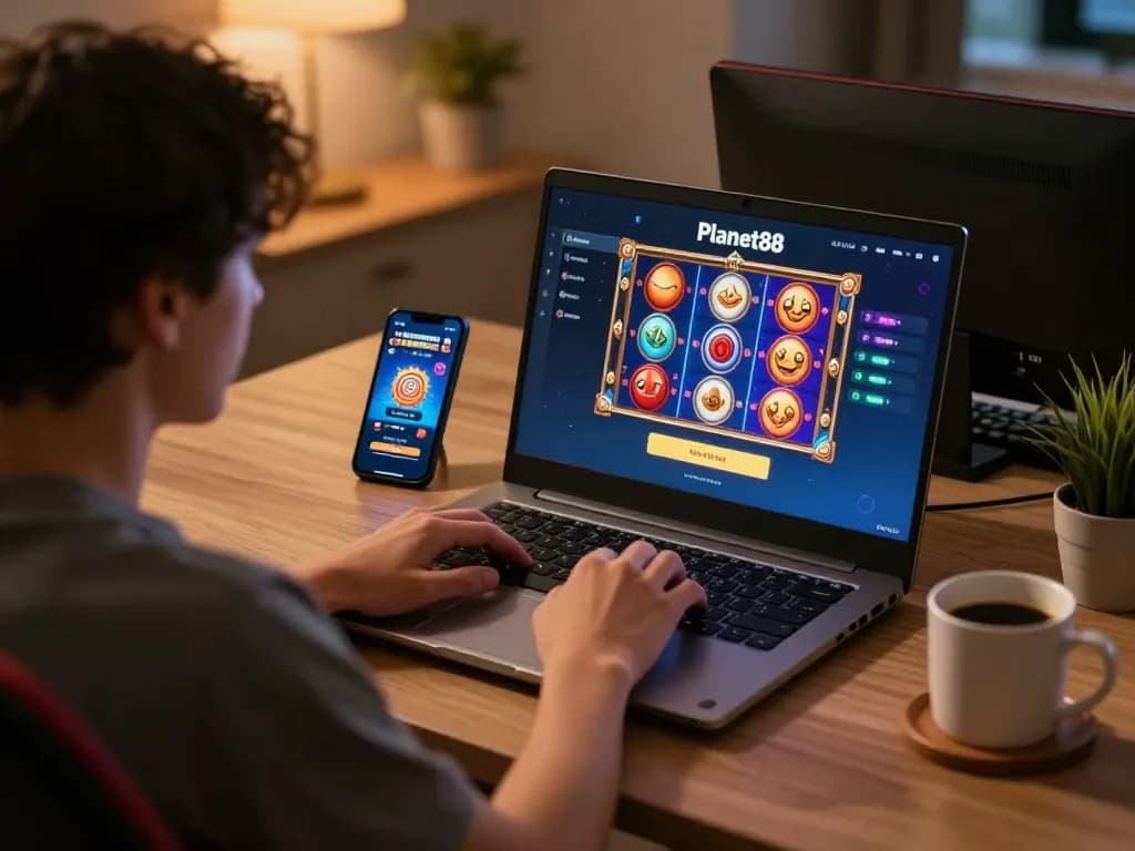 Engaging in the Planet88 login process for a rewarding online slot gaming experience.