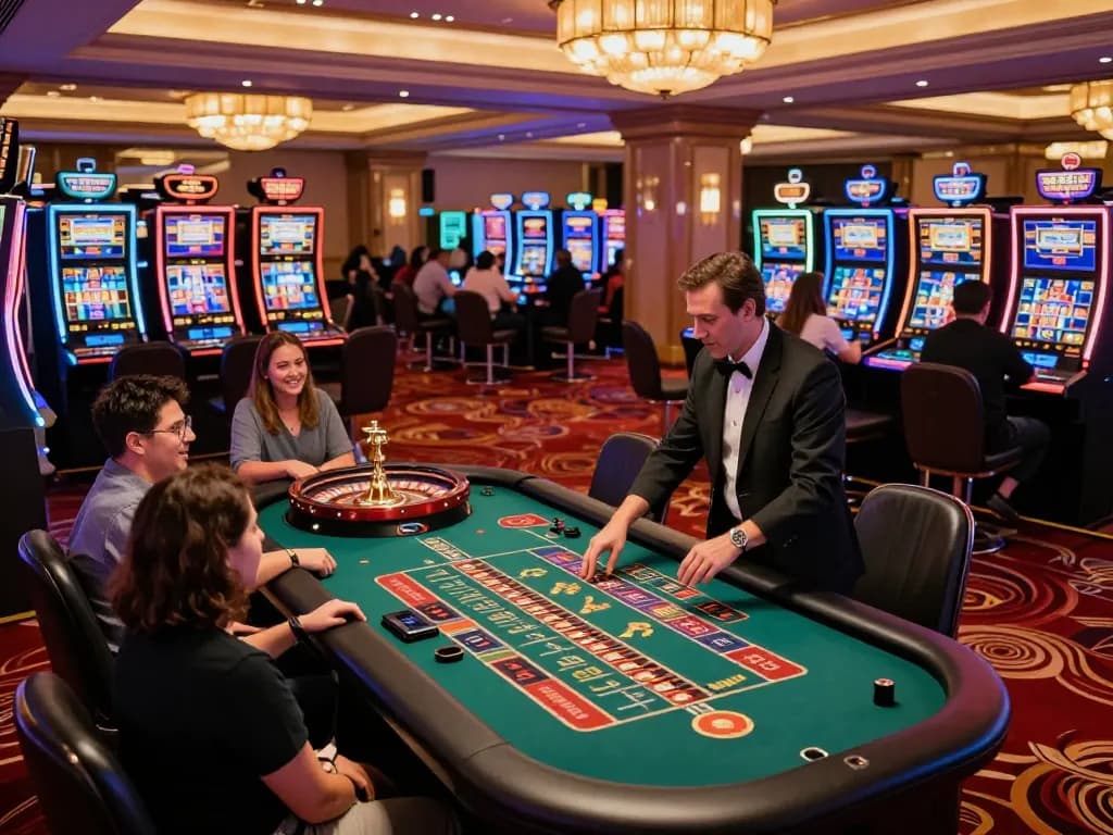 Thebigbearbutt menampilkan pemain yang merayakan di meja roulette yang dinamis dalam suasana kasino yang bersemangat.