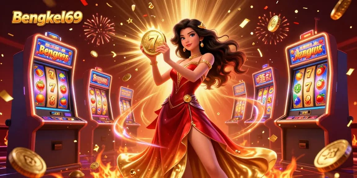 Bengkel69 showcases the stunning slot machine action with a dynamic scene of winning moments.