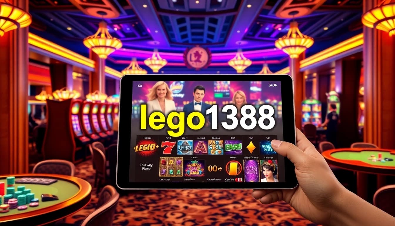 Players enjoying thrilling online slot games at LEGO138 with vibrant casino atmosphere.