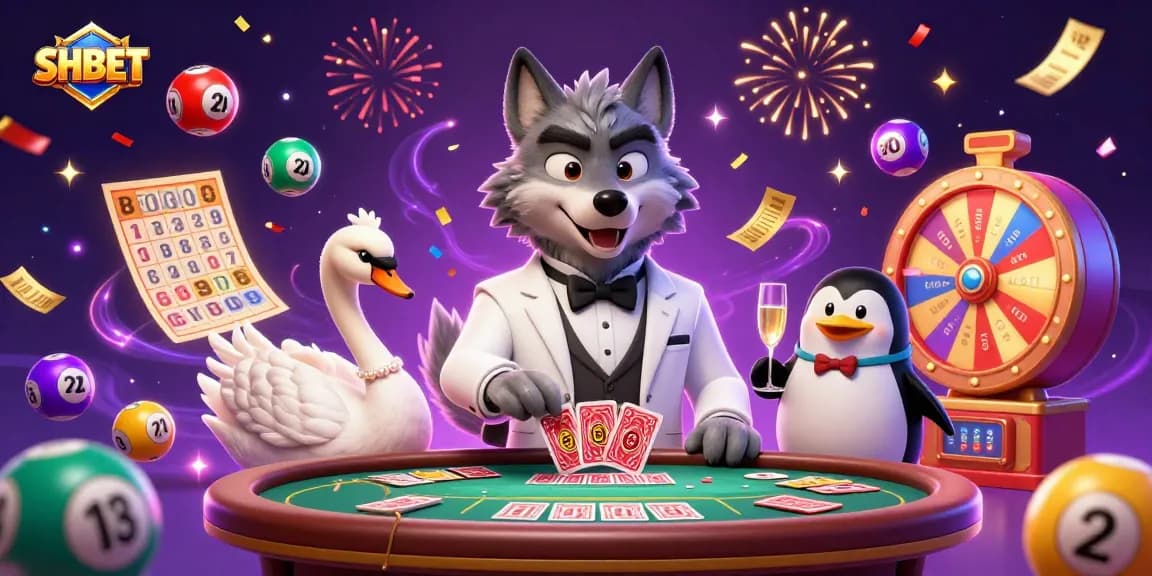 Experience exciting gaming with SHBET, featuring vibrant characters and dynamic gambling elements.