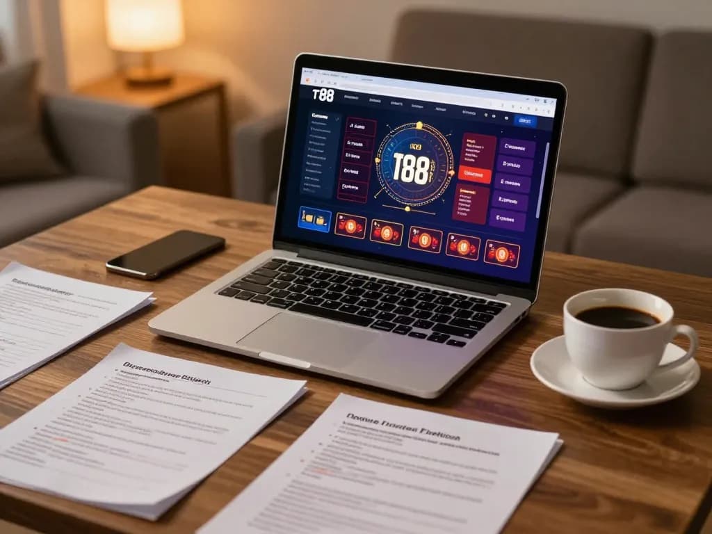 Player engaging with tip88 online casino from a cozy home setup, showcasing strategy and comfort.