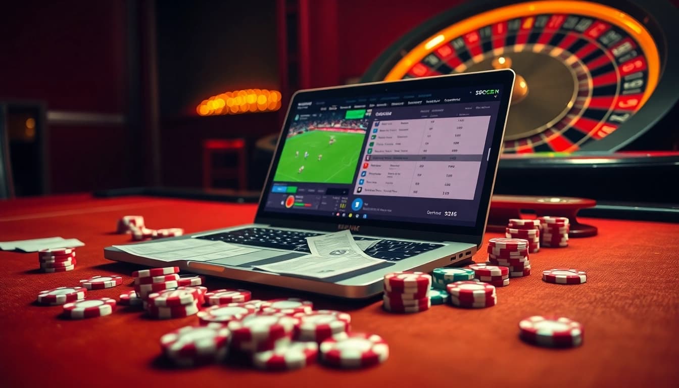 Exciting แทงบอล experience with live betting on soccer matches and vibrant casino elements.
