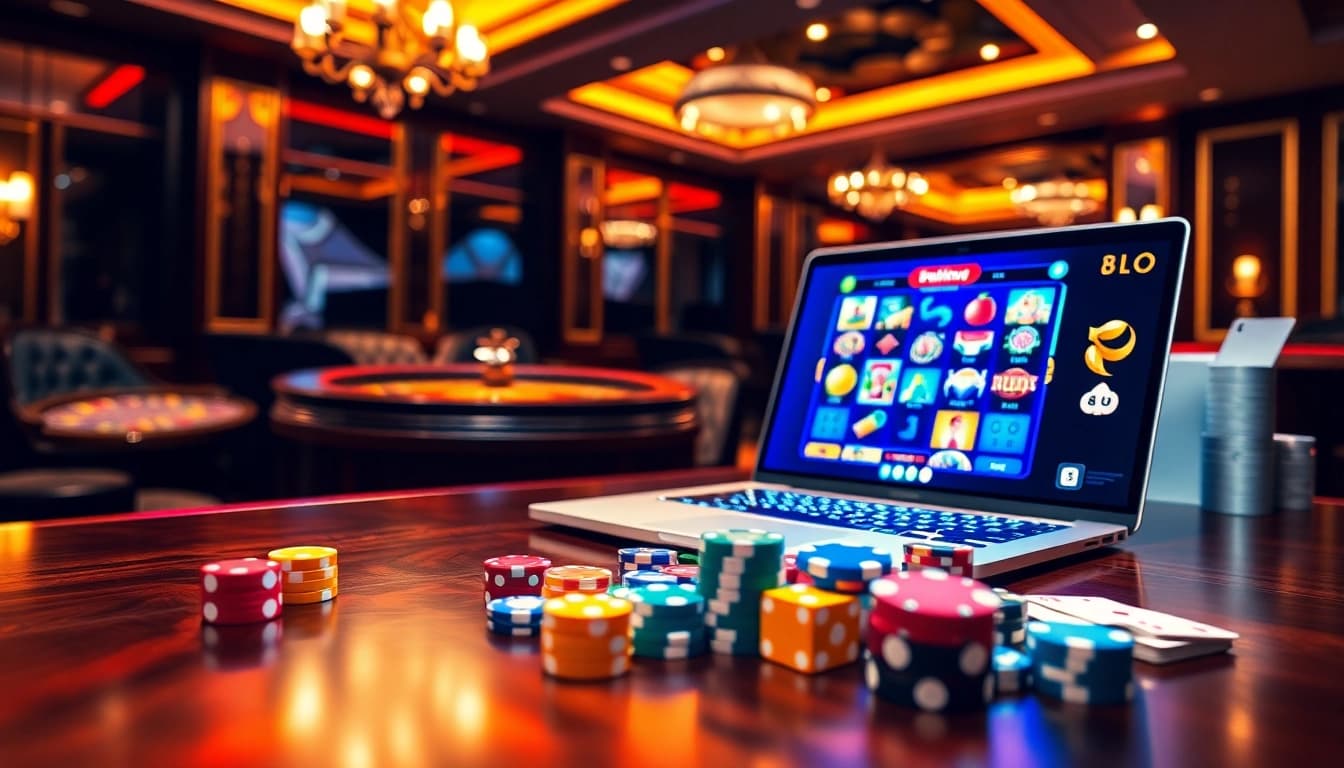 Spin to win on 918Kaya PNG in a vibrant casino setting with slot games and poker chips.