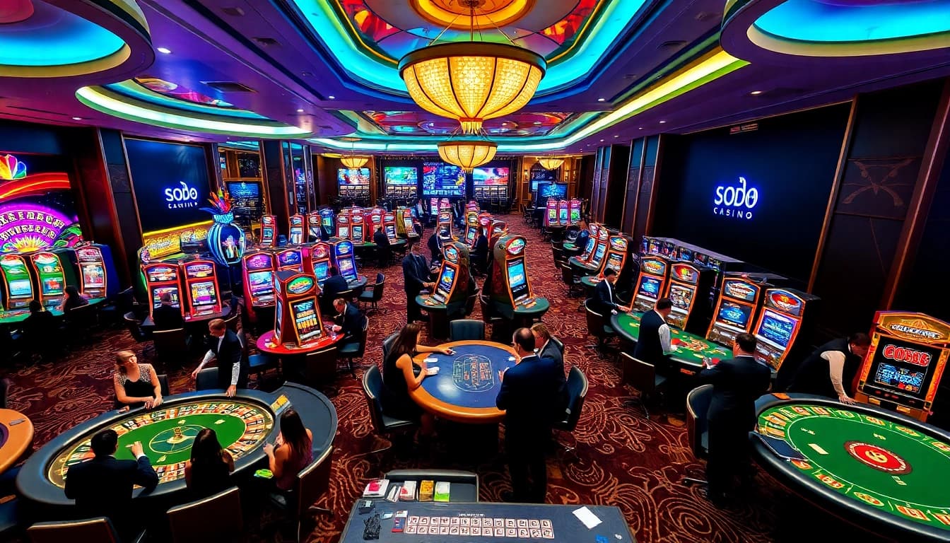 Exciting gameplay at SODO CASINO with vibrant slot machines and table games.