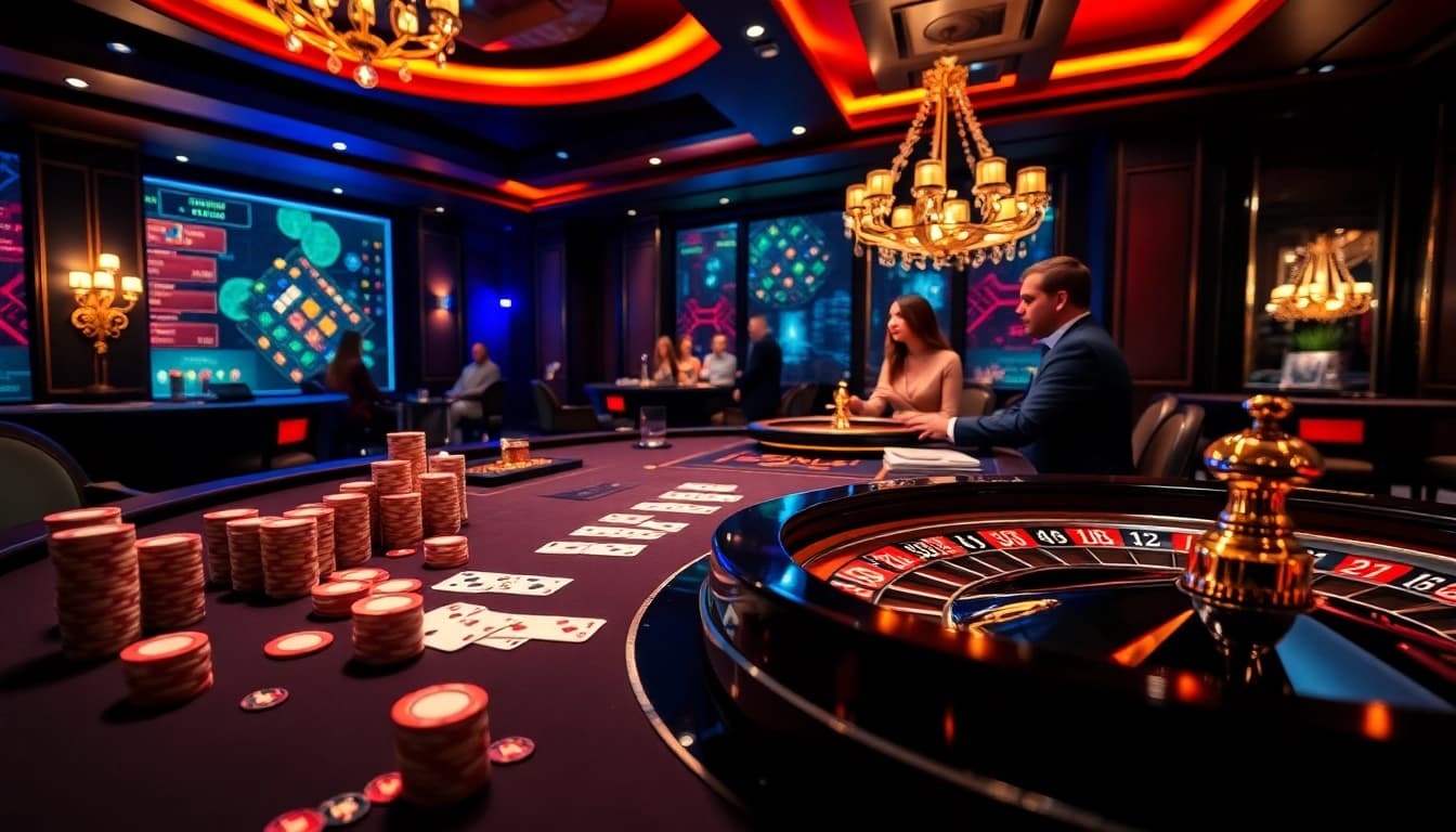 Experience high-stakes gambling at https://bslvb.sa.com/ with luxurious poker tables and vibrant casino visuals.