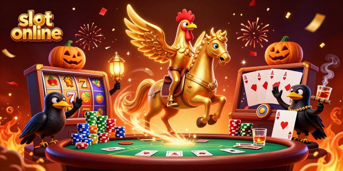 Spin to win with slot online reels featuring a golden rooster and festive decorations.