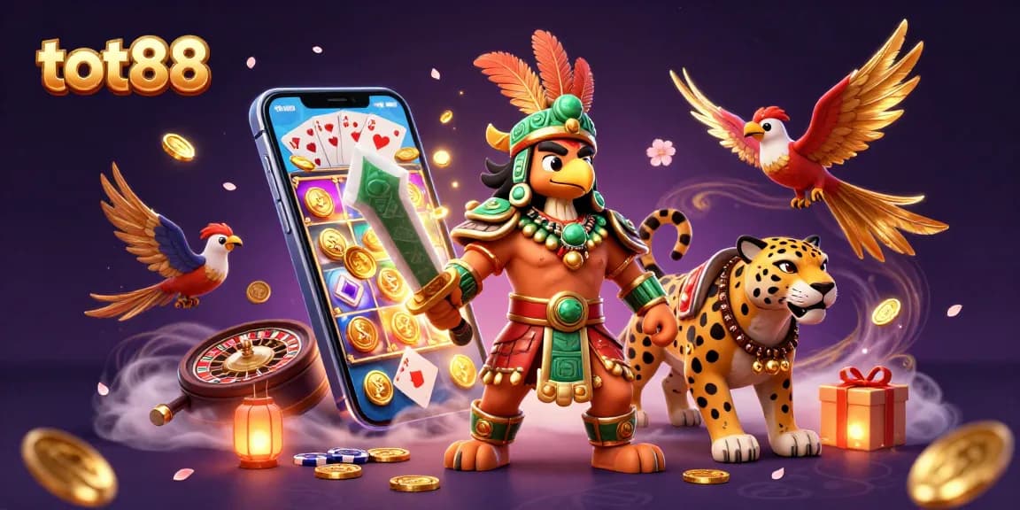 Experience thrilling gameplay at tot88 with a vibrant 3D casino illustration showcasing dynamic gaming elements.