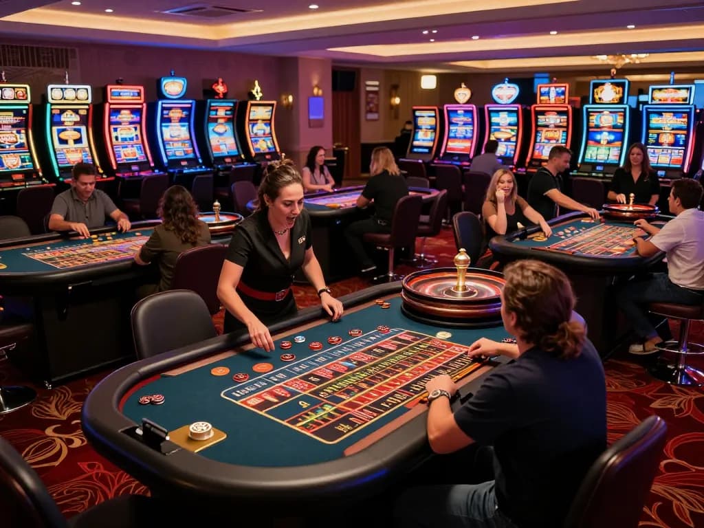 Players at Sirens Ibiza enjoying an exciting roulette game with vibrant chips and cards.