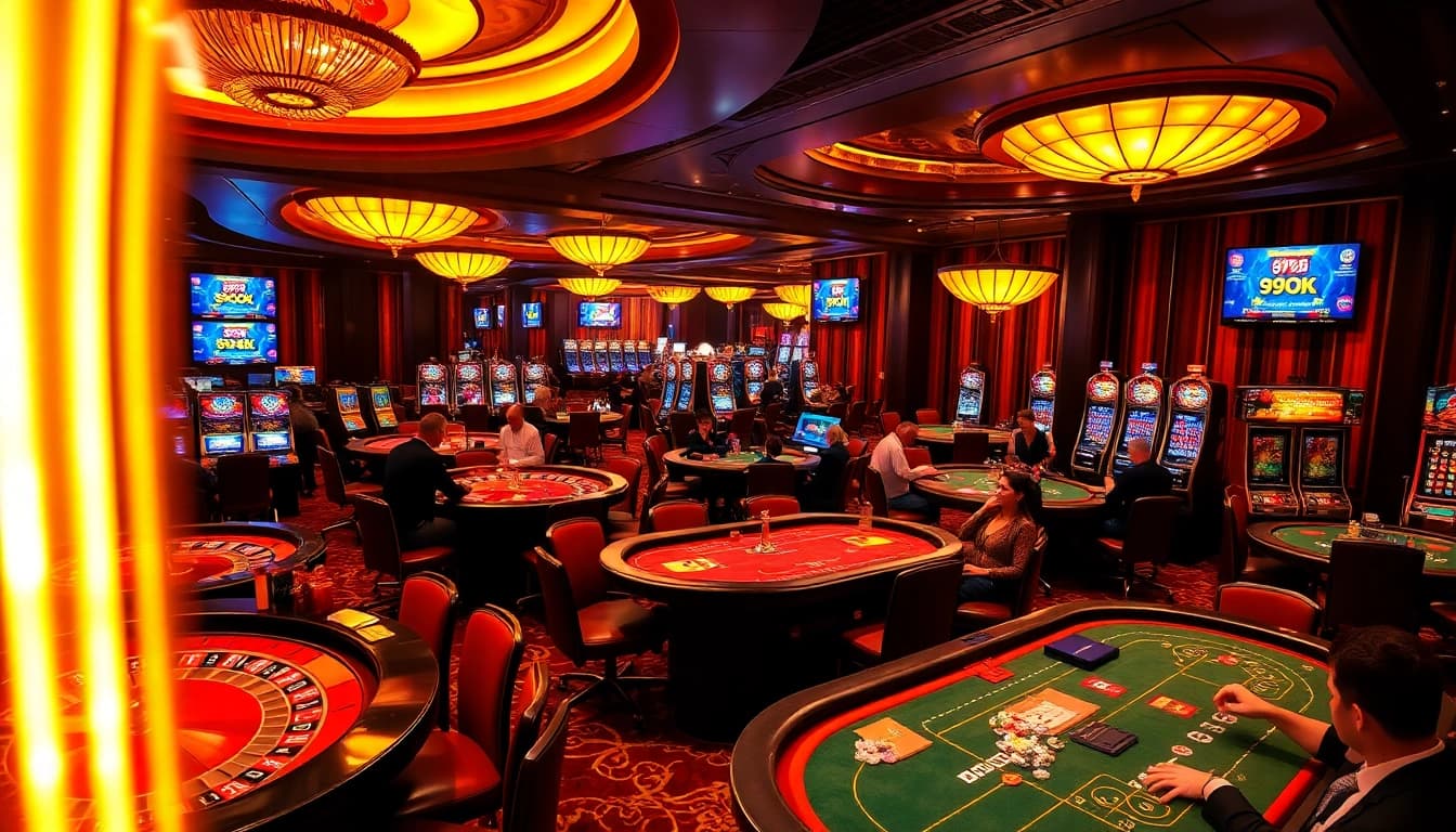 Experience high-stakes gaming action at 99OK casino, featuring elegant tables and exciting gameplay.