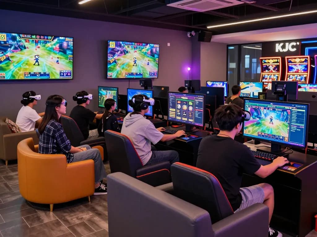 Exciting gaming environment showcasing kjc.onl's vibrant entertainment network with diverse players and interactive gaming experiences