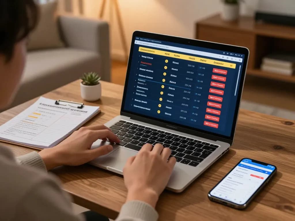 situs togel player analyzing real-time data through their laptop in a cozy home gaming setup