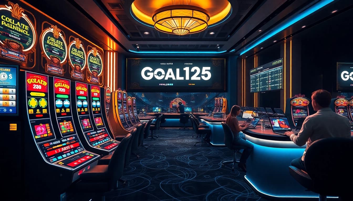 Goal123 immersive online casino experience with vibrant slot machines and live sports betting.