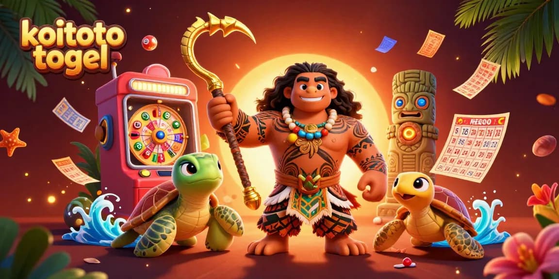 Play the lottery with koitoto togel as dynamic characters celebrate winnings around vibrant bingo and lottery games.