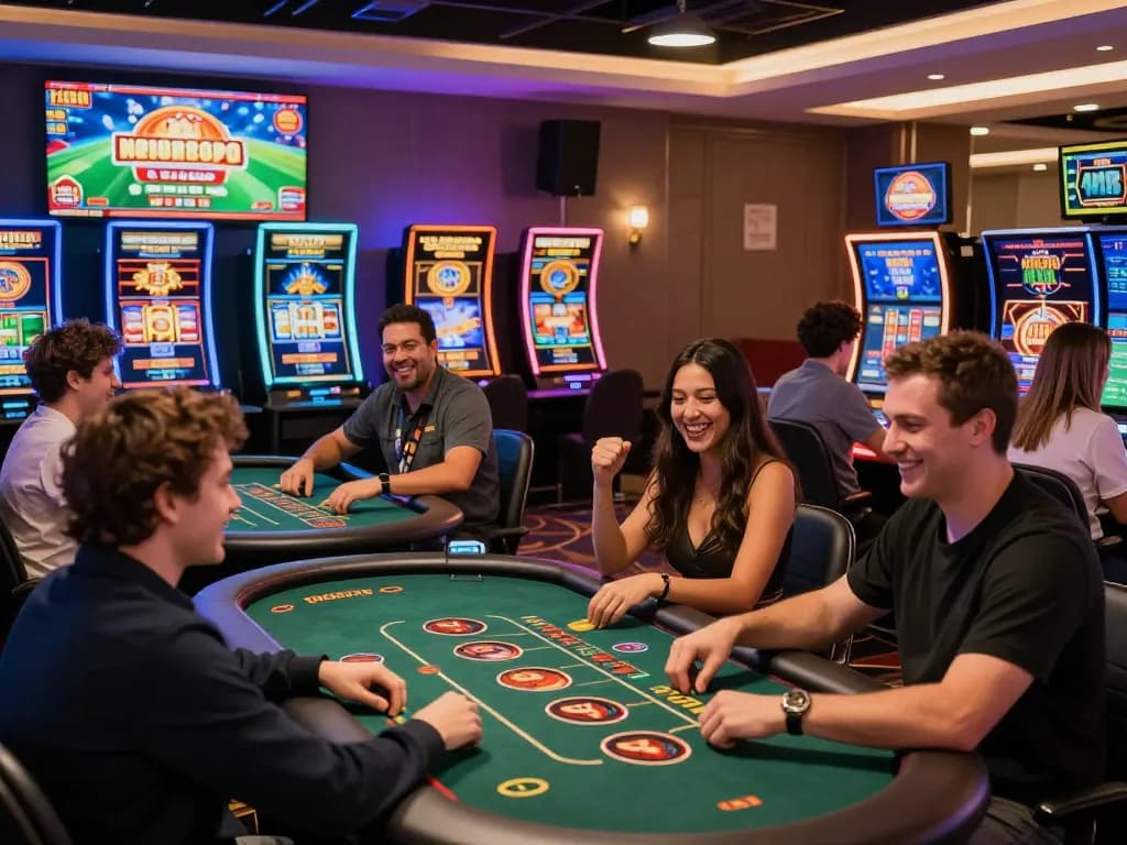 Exciting gaming atmosphere on KUWIN with diverse players enjoying online casino games.