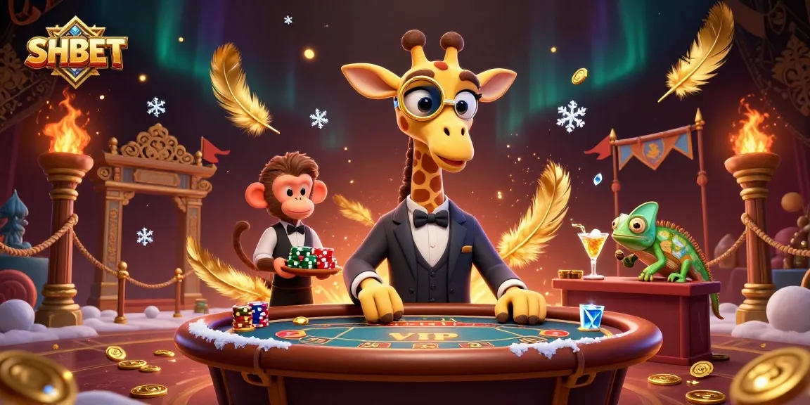Experience the thrill of SHBET with a vibrant casino illustration featuring unique characters and gaming elements.