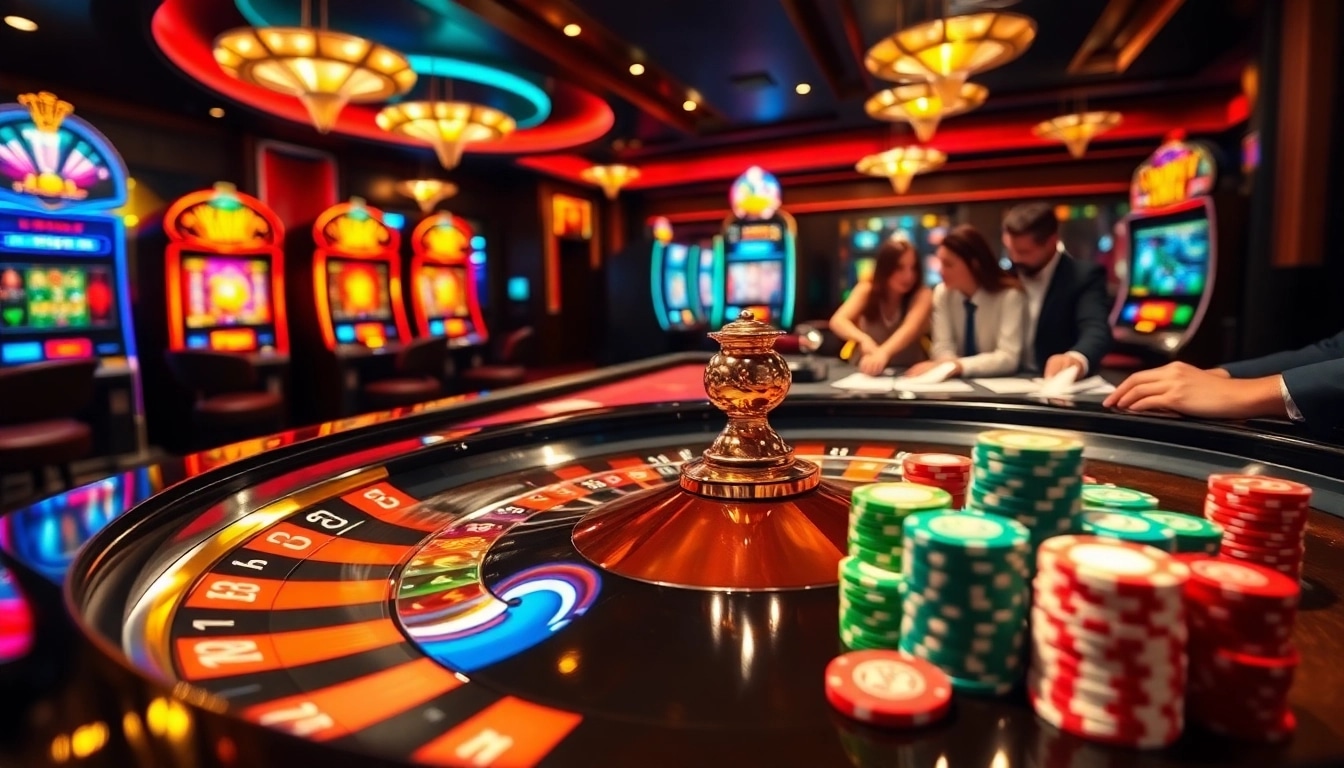 Engage with the exciting 8kbet link at a lively casino table featuring vibrant games.