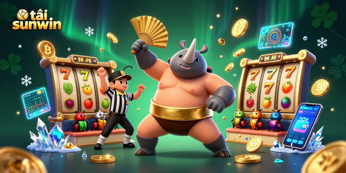 Engage with tải sunwin by exploring vibrant slots in a dynamic 3D casino scene.