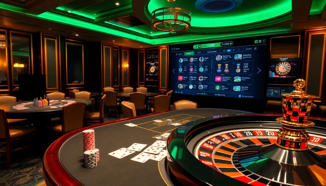 Engaging poker game scene with tg88 elements, featuring colorful chips and cards.