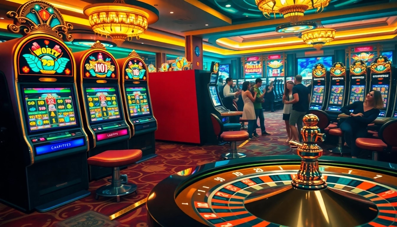 Experience the thrill of slot gacor bonus besar with vibrant casino games featuring exciting jackpots and players celebrating wins.