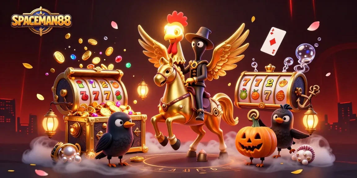 SPACEMAN88 menghadirkan pengalaman slots tanpa batas dengan karakter menarik dan simbol keberuntungan di kasino malam