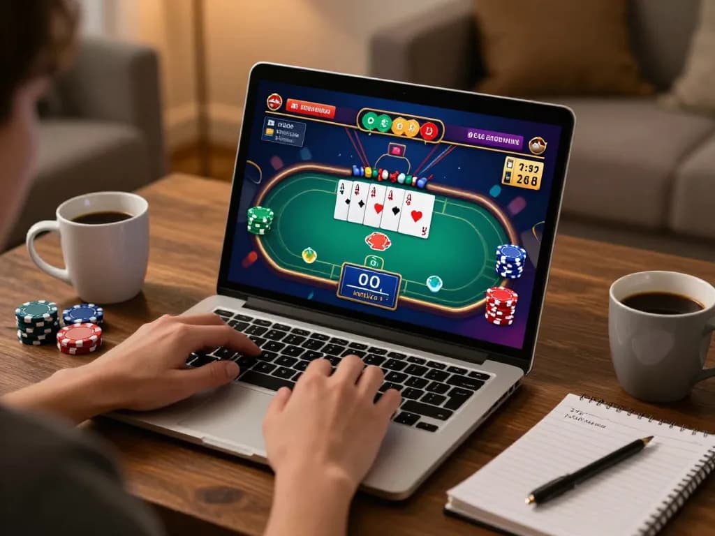 Player engaging in u888 online casino betting on laptop with vibrant game interface
