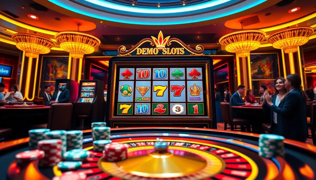 Experience thrilling gameplay with demo slot machines in a vibrant casino setting.