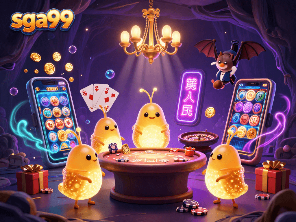 Play exciting games with SGA99 in an enchanting cave casino lit by glowworms.