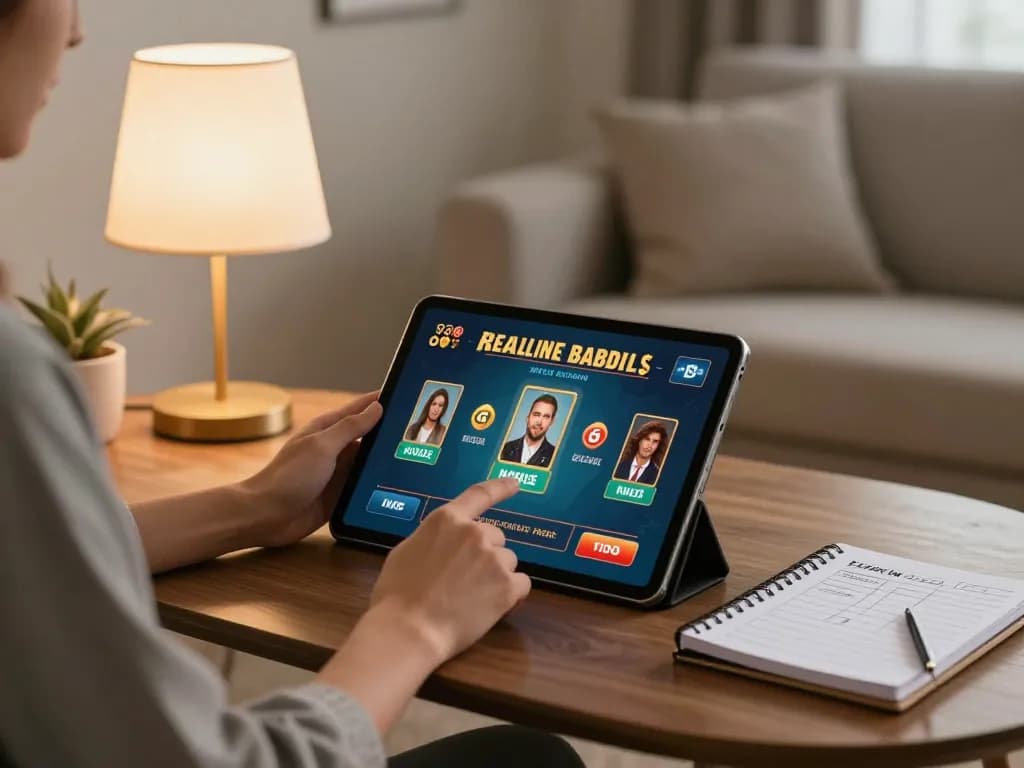 Experience engaging gameplay on trang chủ 98win through a cozy online setup with tablet and strategy notes.
