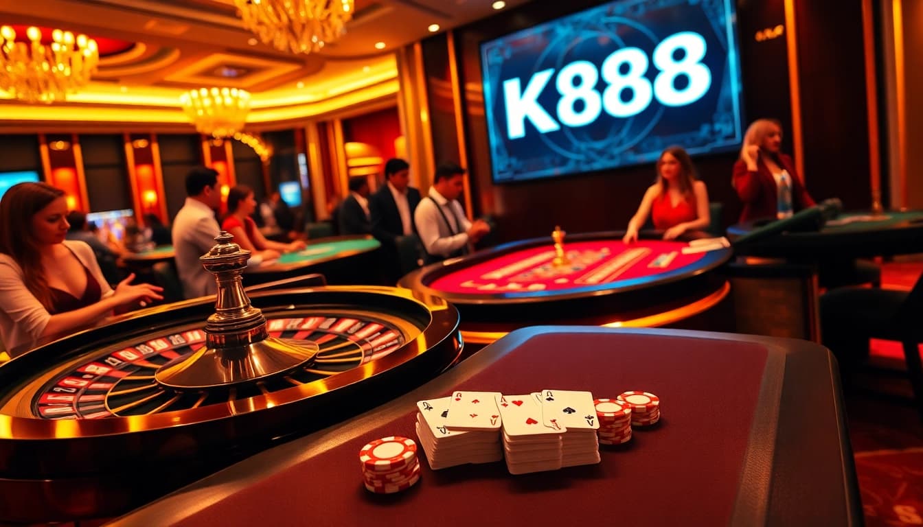 Experience the thrill of K88 gambling with luxury casino elements and vibrant interactions.