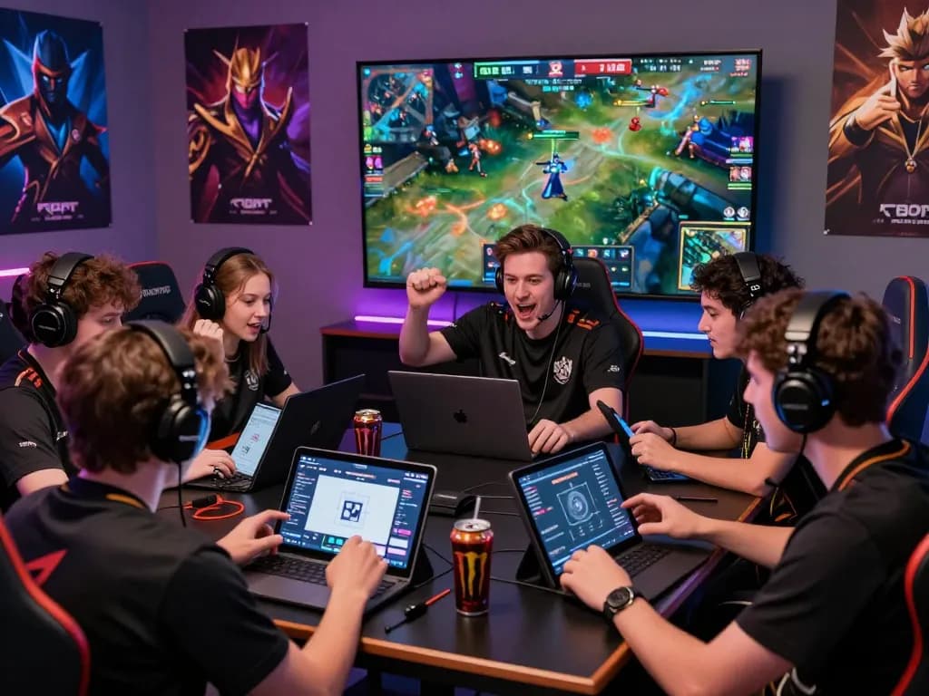 Dota 2 betting scene with friends placing bets and cheering during a live match.
