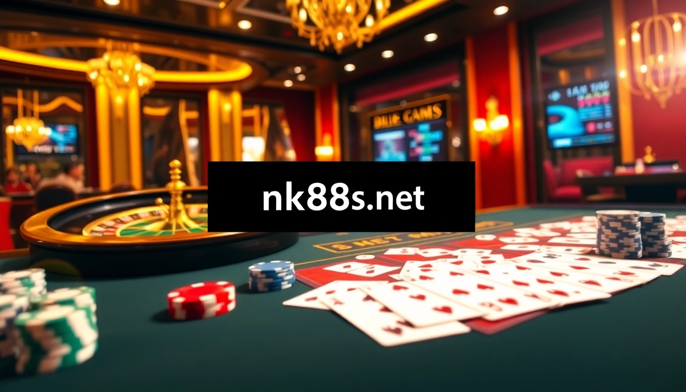 Exciting online gambling scene at https://nk88s.net/ featuring roulette, cards, and professional casino atmosphere.