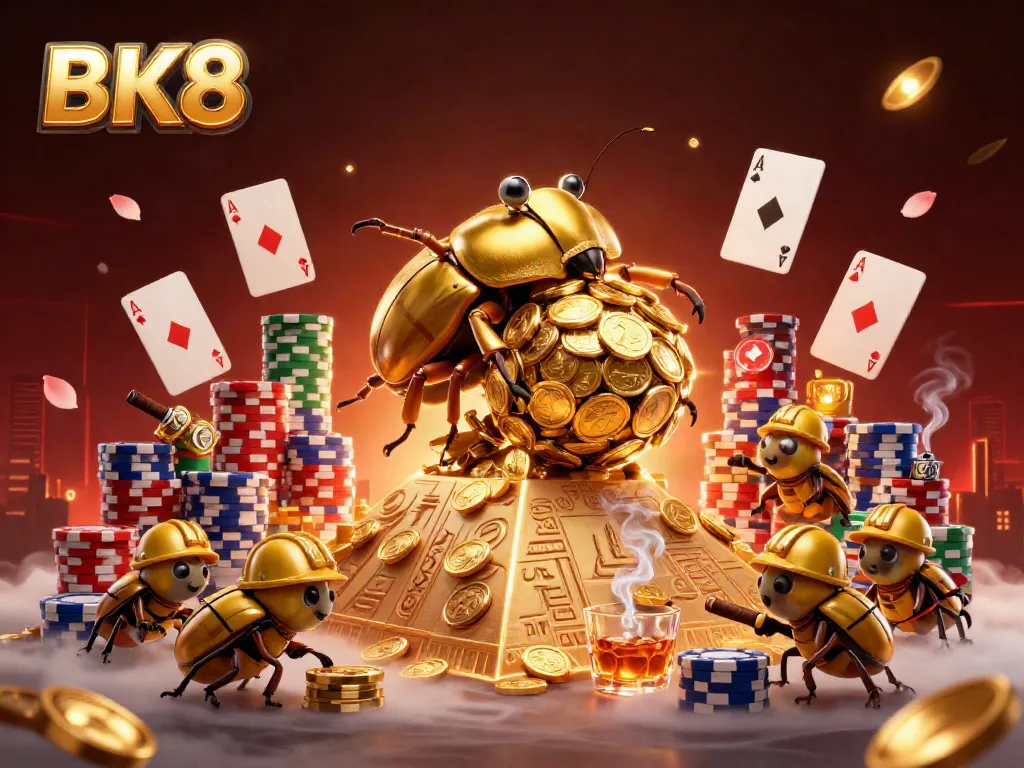 Experience thrilling gameplay at BK8 with dynamic 3D casino artwork featuring vibrant poker elements.