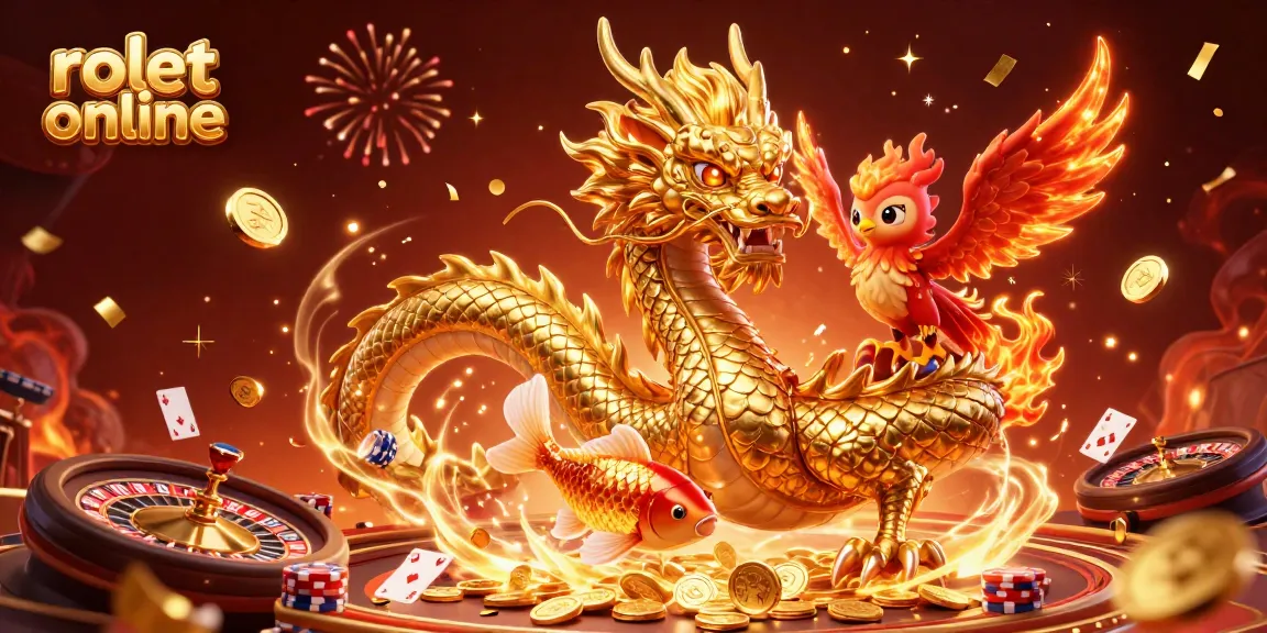 Experience thrilling rolet online action with a vibrant dragon, phoenix, and koi fish in a dynamic casino scene.