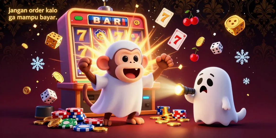 Experience the thrill at the casino with the playful monkey and puppy chasing golden jackpots - jangan order kalo ga mampu bayar..