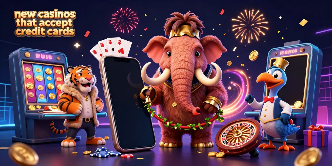 Experience the excitement of new casinos that accept credit cards with vibrant gaming elements and lively characters in this 3D illustration.