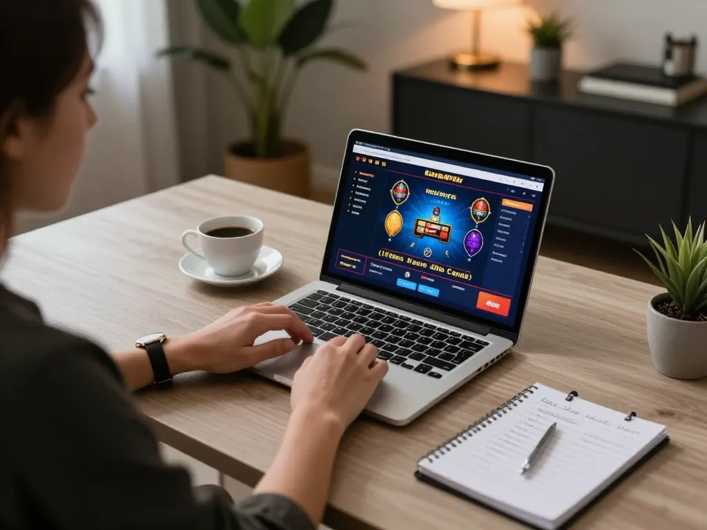 Engaged player using sunwin live dealer app on a laptop during a home gaming session.